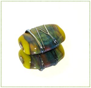 Glass Lampwork Bead in Lime Green - Silvered Focal Art Bead - SRA - Lime Strike